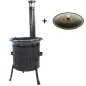 Preview: Gulaschkanone Set 39cm, 1,2 mm mit Gulaschkessel 22 Liter und Deckel - Gulaschkanone Terrassenofen