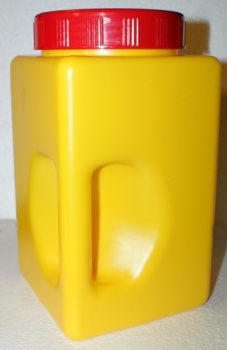KU spice jar square with handle and lid 3.9 L, yellow/red