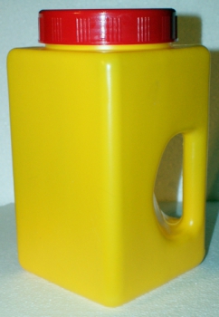 KU-Gewürzdose eckig mit Griff und Deckel 3,9 L, gelb/rot