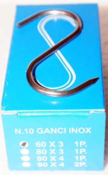 S-hook, 60x3 mm, meat hook, meat hook, smoking, sausages
