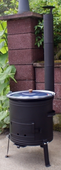 Goulash cannon (42) incl. 22-litre enamel kettle + lid, original field kitchen from Grillplanet; goulash oven