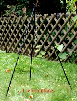 Dreibein 1,20 m für: Gulaschkessel, Grillrost, Fischkessel; schwarz lackiert, Gartendeko 1142