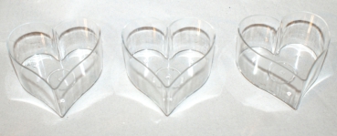 3 pieces "Heart" tealight sleeves, candle shapes, incl. wicks