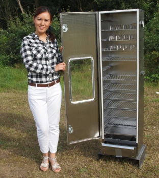 Smoker made of aluminised sheet steel - with window - 150x39x33 cm,FAL, (1512) smoke