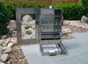 Multifunctional smoker with window and accessories Aluminised sheet steel (507)