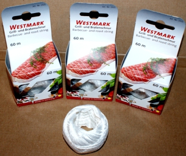 Barbecue string, sausage string, roasting string - white - in dispenser box 60 m - by Westmark
