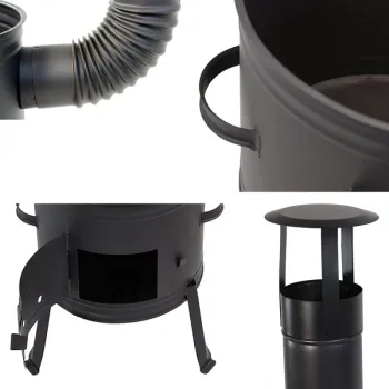 Feldküche Gulaschkanone 39cm, 1,2 mm schwarz inkl. 15 Liter Gulaschkessel + Deckel