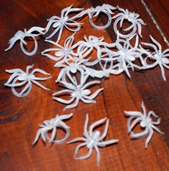 Decoration spiders white / colourless, 3,5 cm, pack of 10