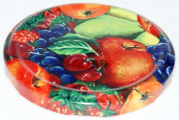 TO 82 Fruit decor with button past, twist off lid, cap, closure, closures, preserve!