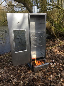 Smoking furnace, embossed CR stainless steel, with window 120x39x33 cm insulated (1246) smoking