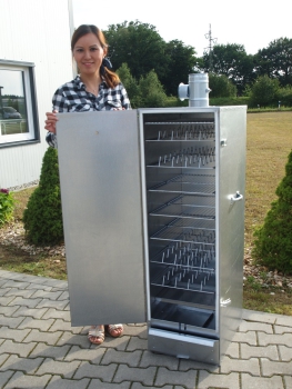 Jumbo smoker, embossed CR stainless steel, for 16 grids, insulated 125x39x53cm