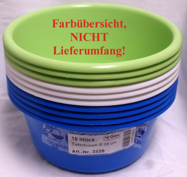 Bowl, plastic deep bowl Ø 28 cm; 4,5 L white by Gies, Salad, Sausage,