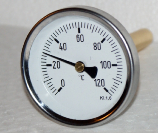 Thermometer 0-120°C mit Messingtauchrohr G1/2" (L=100 mm)