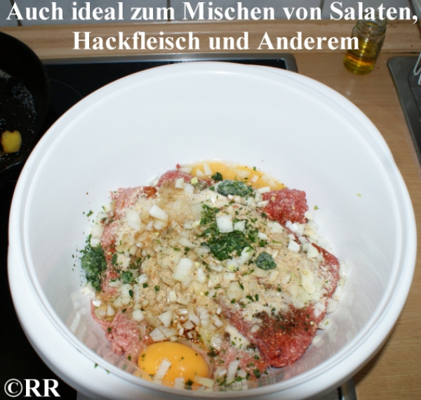 Schüssel, rund 6 Liter mit Deckel, Hefeteigschüssel, Buletten, Hackepeter, Salat