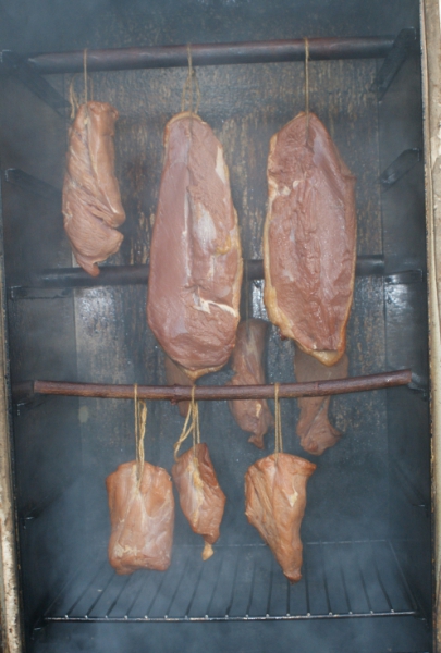 Räucherschrank "DICKER SMOKI" 120x50x40 cm, CR-Edelstahl, m. Unterschrank, räuchern, wursten, Schinken