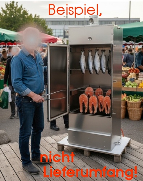 Mobiler Räucherschrank aus Aluminium für Märkte oder Feste 200x80x57 cm,Räucherofen