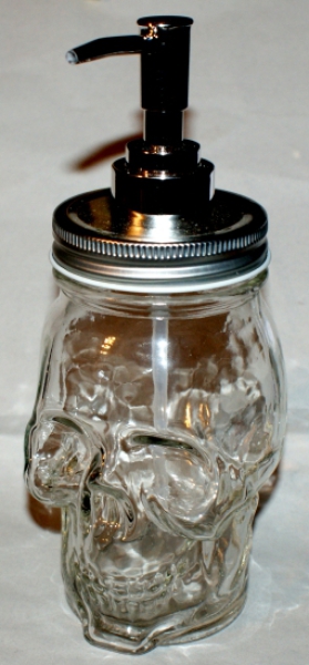 skull glass 500 ml, sauce dispenser, party, horror party, Halloween, soap dispenser