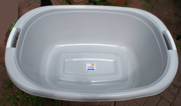 45 litre oval tub, mixing tub, mixing bowl, approx. 70x48x25 cm, baby tub, sausages, cured, grey