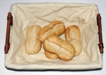 Brotkorb, Brötchenkorb mit Leinenbezug, Buffetkorb