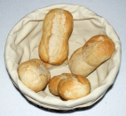 Brotkorb, Brötchenkorb mit Leinenbezug, rund 26 cm, Buffetkorb